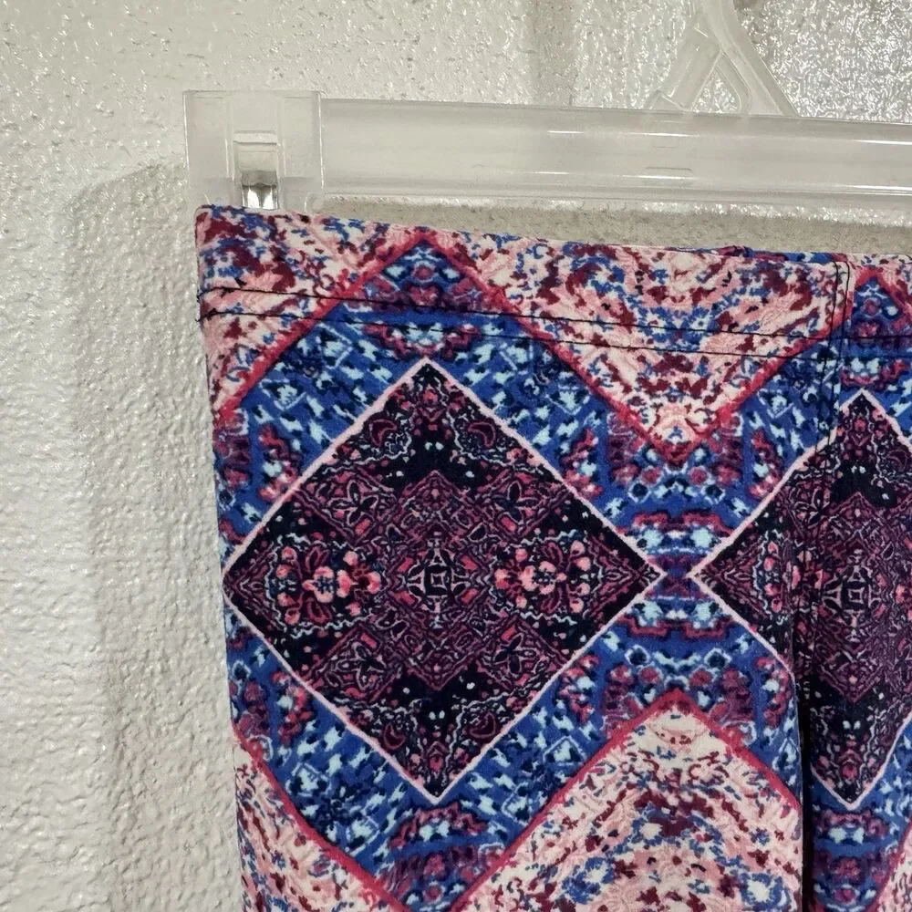 1st Kiss Girls L (6X) Purple Blue Geometric Pattern Leggings Stretch Activewear